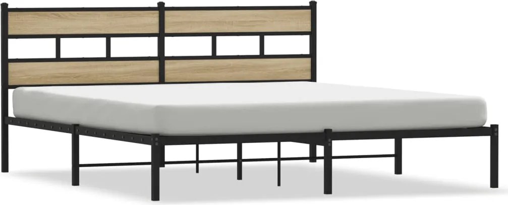 vidaXL Cadru de pat metalic fără saltea, stejar sonoma, 193x203 cm