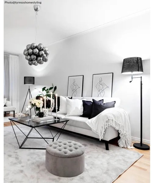 ByRydens 1988780-4007-LED Lampă de podea ORLANDO 1xE27/5W/230V+LED/3W neagră