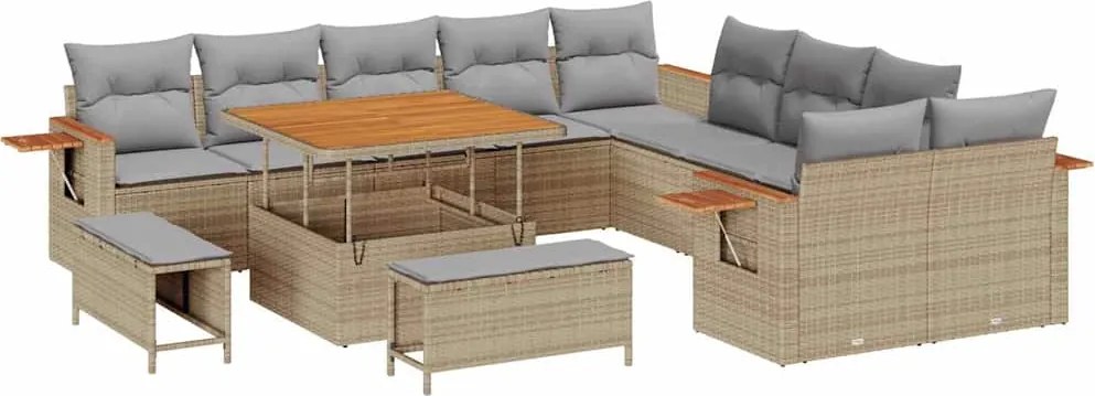 vidaXL Set de canapele pentru grădină 17 pcs Beige și gri deschis