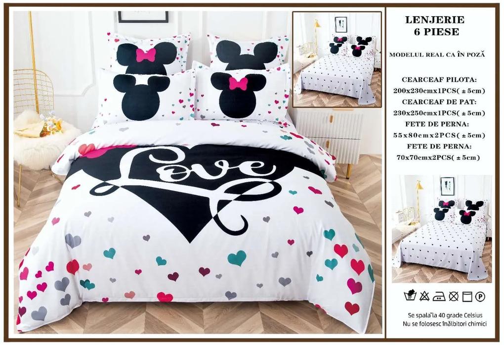 Lenjerie De Pat Finet Premium Pat Dublu - Minnie  Mickey Love