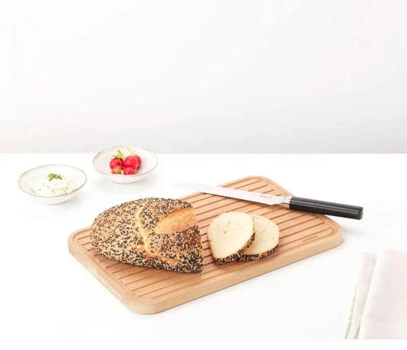 Cuțit de pâine Brabantia Profle 1003295, 20 cm, Oțel călit, Rezistent la zgârieturi și coroziune, Negru