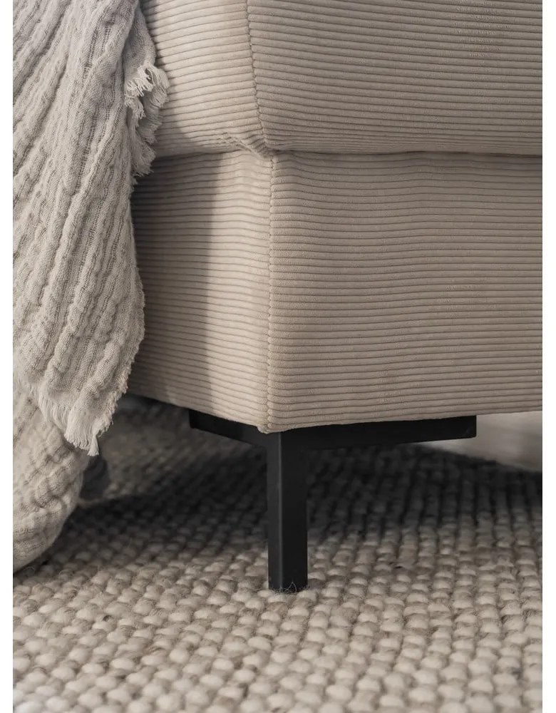 Colțar bej extensibil cu tapițerie din catifea reiată (cu colț pe partea stângă ) Lofty Lilly – Miuform