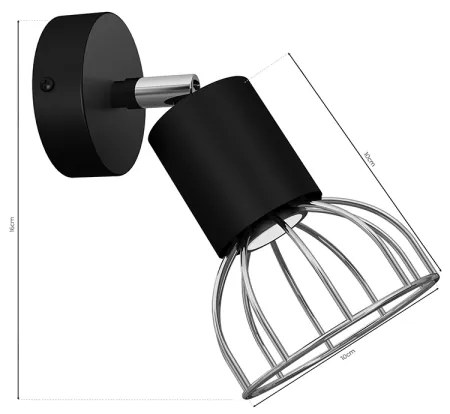 Spot de perete DANTE 1xGU10/25W/230V negru/crom lucios