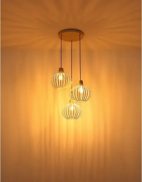 Globo 33379319 - Lustră MATEO suspendată pe cablu, 3xE27/40W/230V, bej
