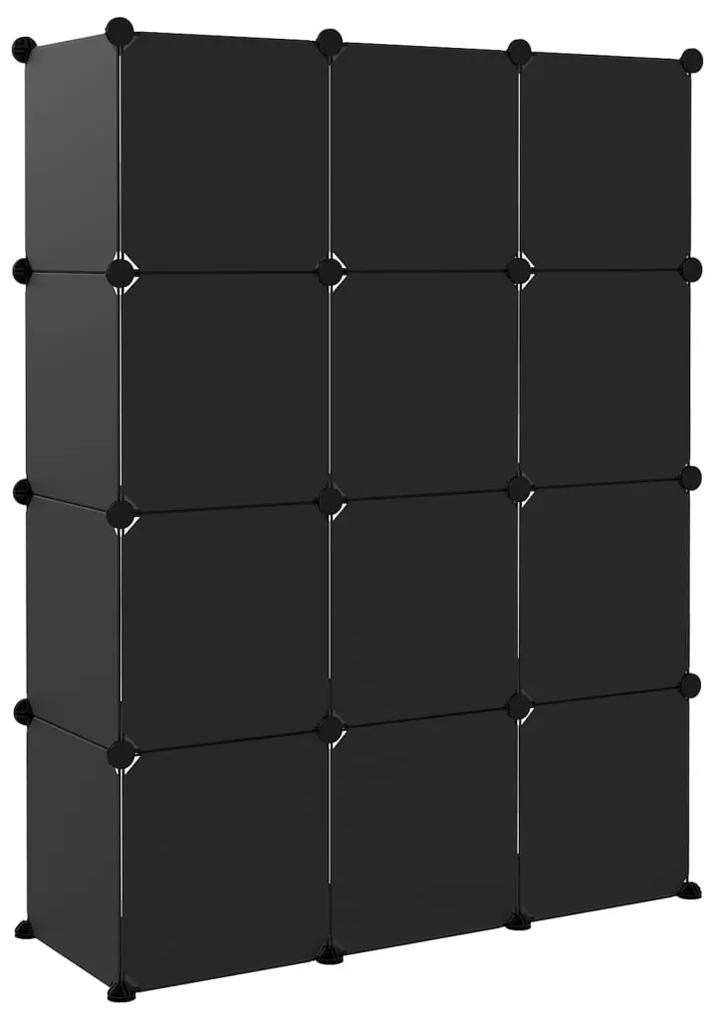 Organizator cub de depozitare, 12 cuburi, negru, PP Negru, 94.5 x 31.5 x 123 cm, 1, 1, Negru