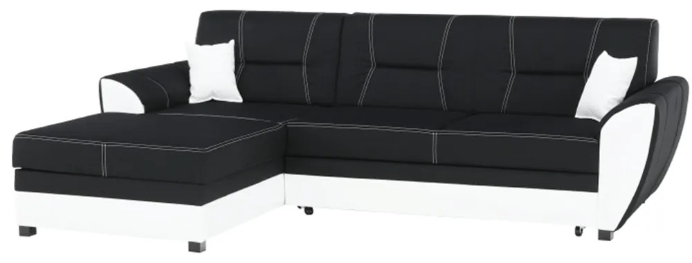 Colţar, piele ecologică albă/material textil negru, model stânga, MARUTI