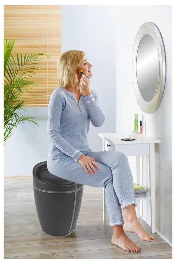 Coș de rufe taburet Wenko Candy Look, alb, 20 l