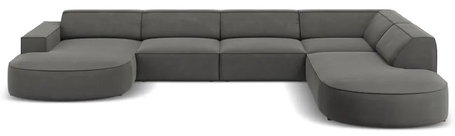 Colțar gri cu tapițerie din catifea (cu șezlong pe partea dreaptă) Jodie - Micadoni Home