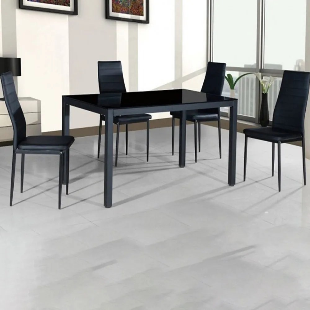 Scaun de masă Tino NOVA piele textilă neagră + metal - negru