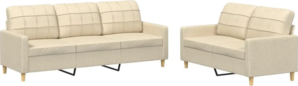 vidaXL Set de canapele cu perne, 2 piese, crem, textil