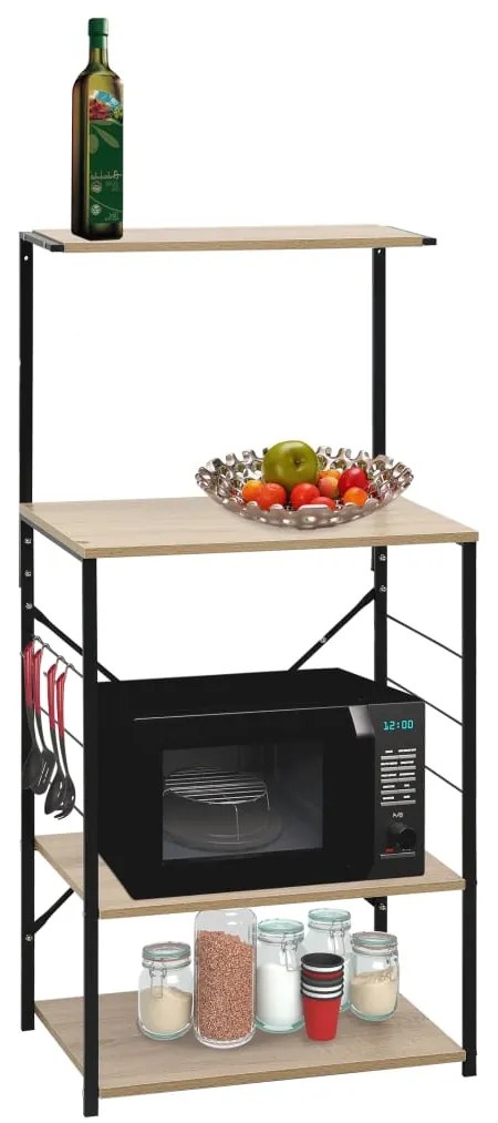 vidaXL Dulap microunde, negru/stejar 60x39,6x123 cm lemn prelucrat