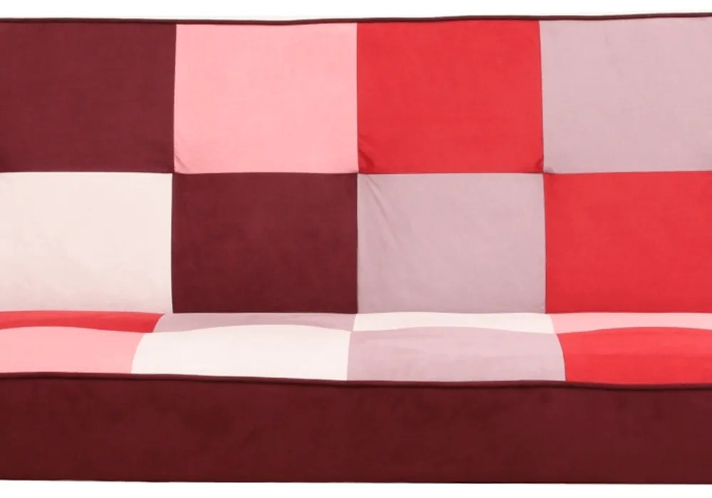 Canapea extensibilă, material textil roşu/alb, ARLEKIN
