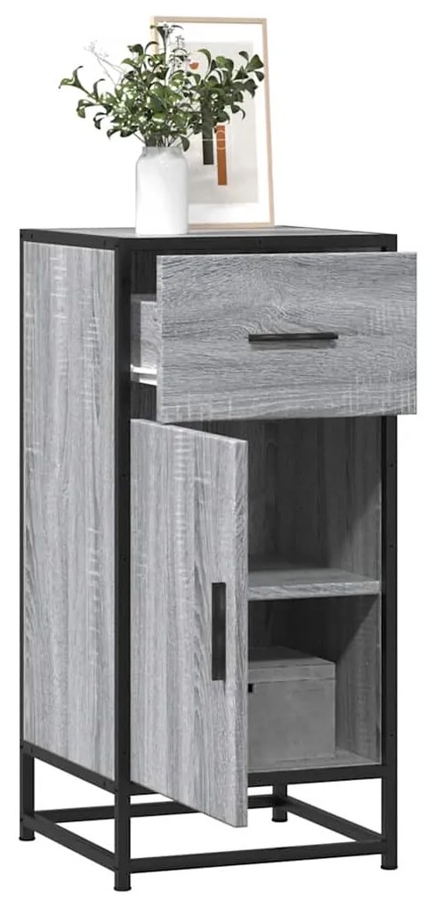 vidaXL Dulap, gri sonoma, 35,5x35x76 cm, lemn prelucrat și metal