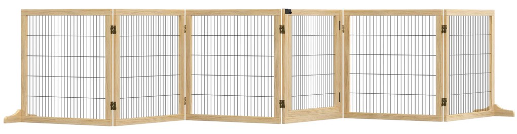 PawHut Barieră pentru animale de companie din lemn de pin, pliabilă 432 x 36 x 70 cm, natural | Aosom Romania