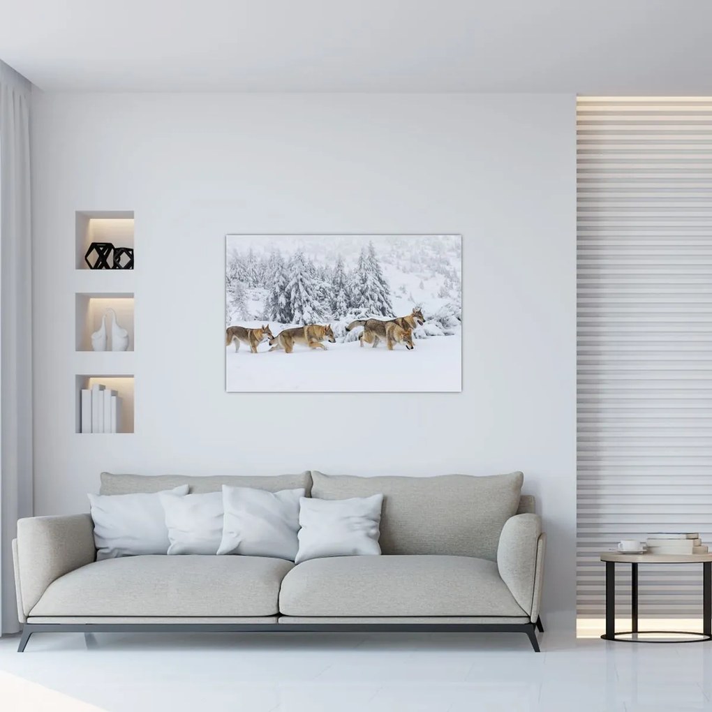 Tablou - Lupi în munți (90x60 cm)