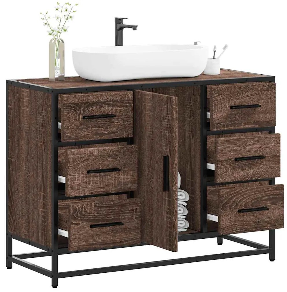 vidaXL Dulap chiuveta de baie, stejar maro, 80x33x60 cm, lemn compozit