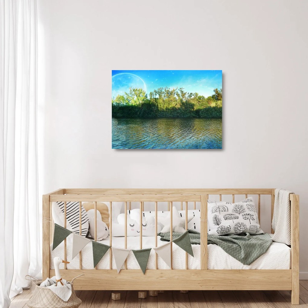 Tablou pe sticlă - lac (70x50 cm)