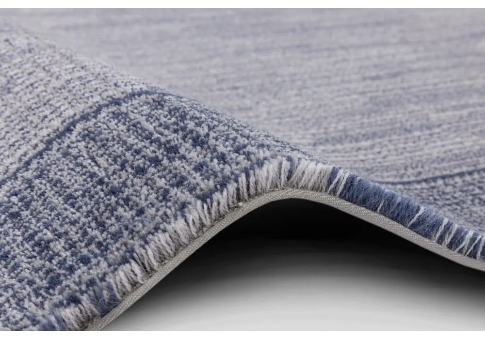 Covor albastru închis din lână 133x180 cm Linea – Agnella