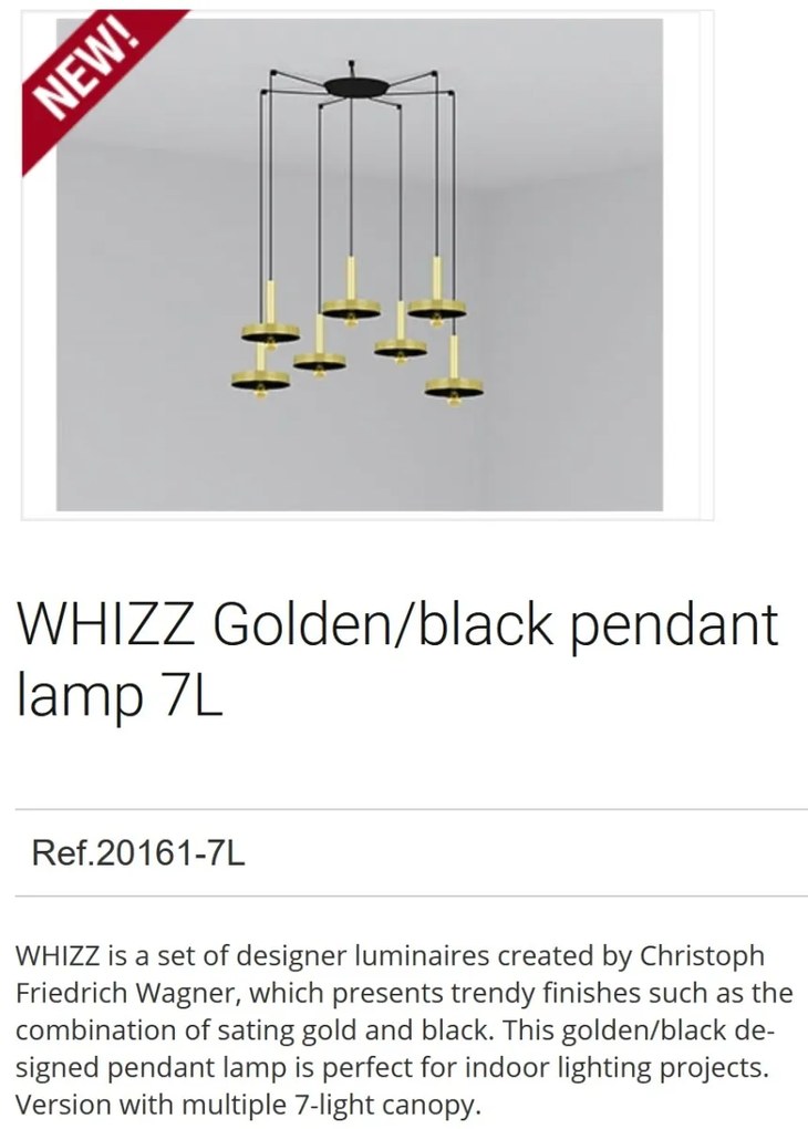 Lustra cu 7 Pendule design modern WHIZZ auriu/negru