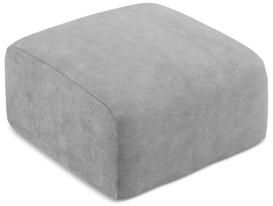 Taburet gri deschis cu tapițerie din chenille Leila – Makamii