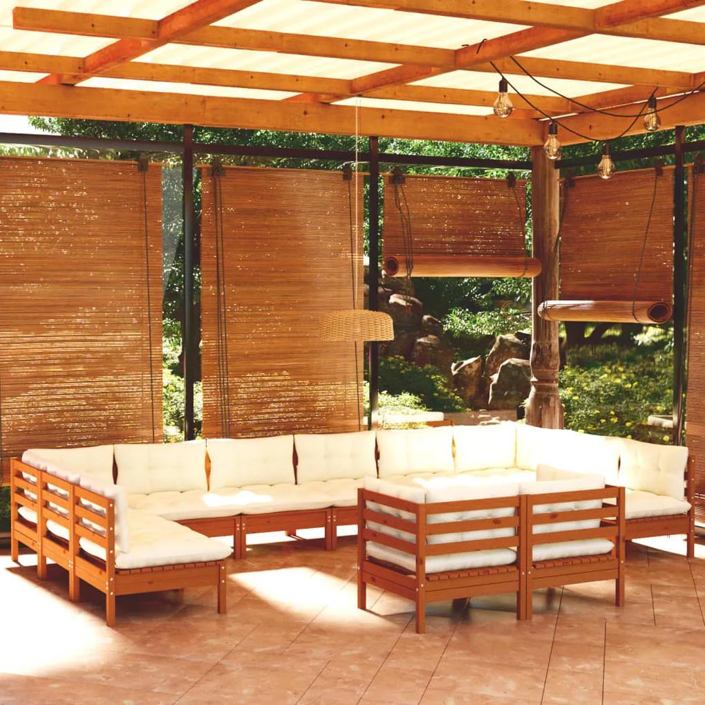3097274 vidaXL Set mobilier grădină cu perne 12 piese maro miere lemn de pin