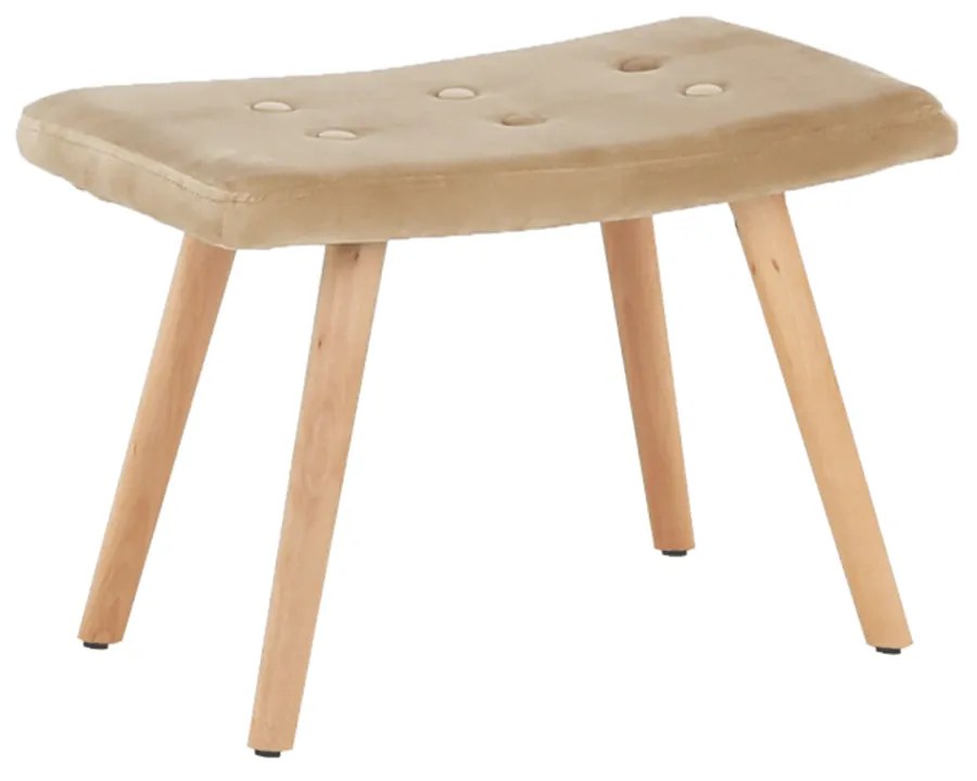Fotoliu cu taburet, material de catifea bej/fag, LAGER NEW