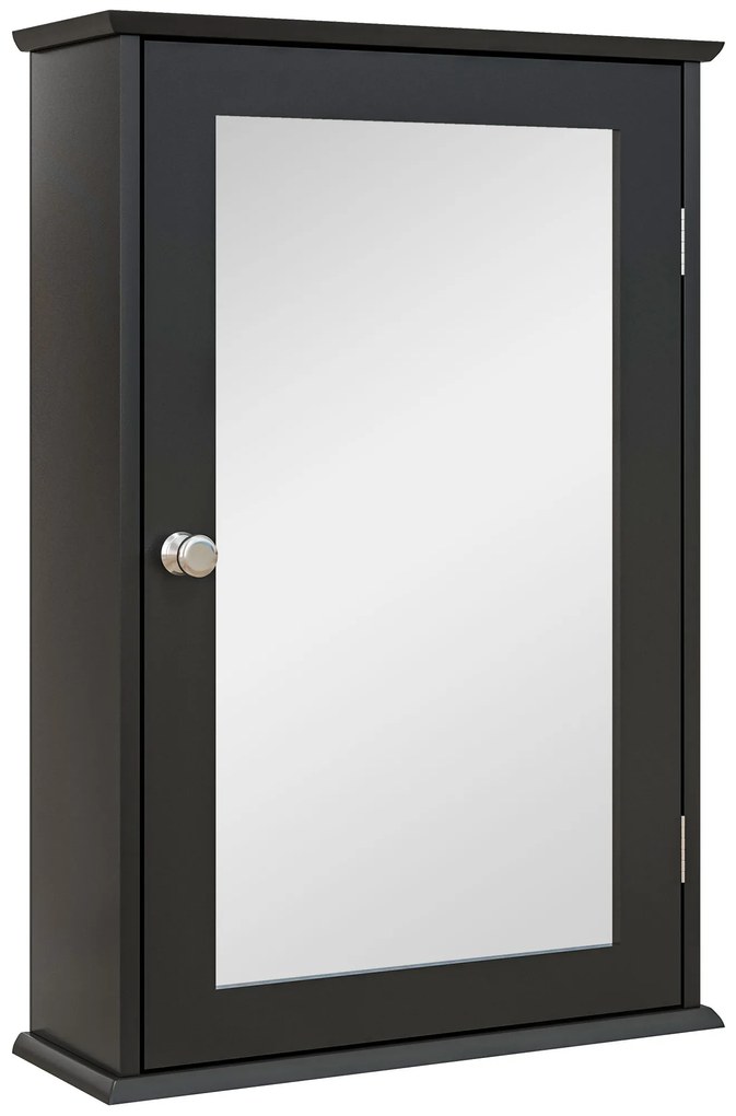 kleankin Mobilier de Baie Dulap Suspendat cu Oglindă 41x14x60cm Negru | Aosom Romania