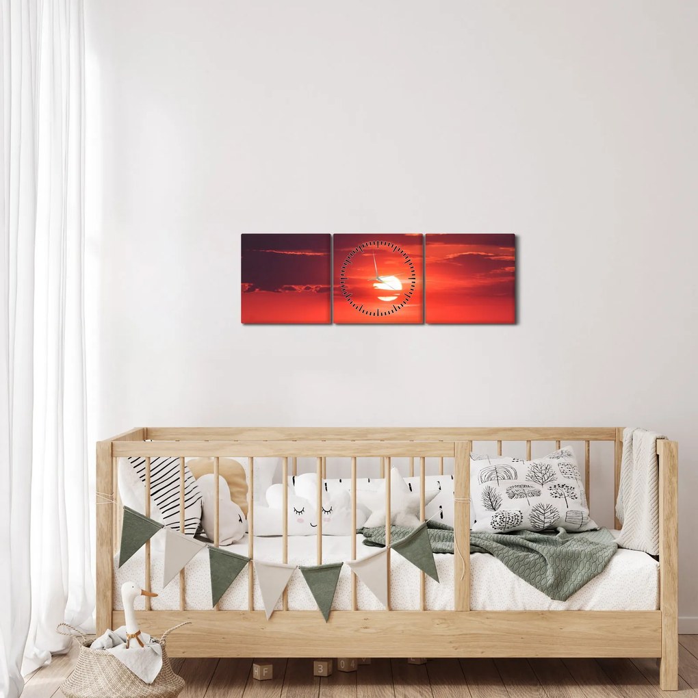 Tablou cu soarele colorat (cu ceas) (90x30 cm)