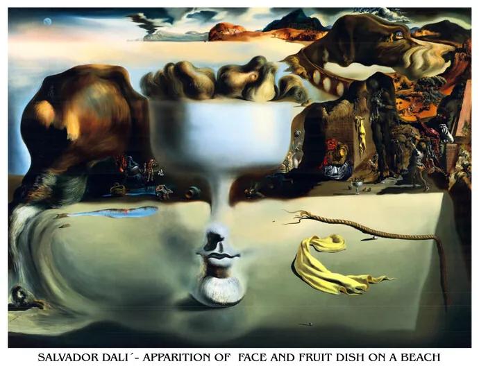 Apparition of Face and Fruit Dish on a Beach, 1938 Reproducere, Salvador Dalí, (80 x 60 cm)