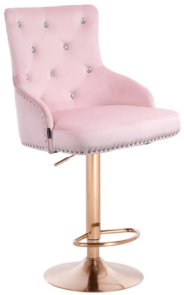 HR654CW Scaun Catifea Roz cu Bază Aurie