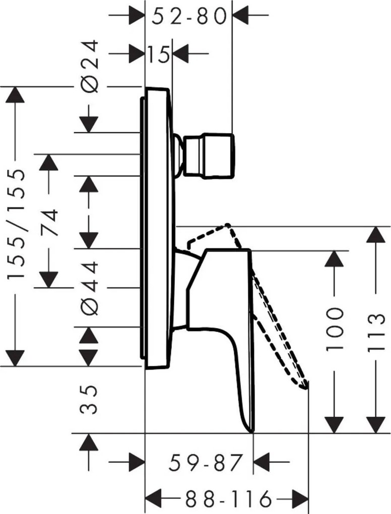 Baterie cada Hansgrohe Talis E cu montaj incastrat, alb mat - 71745700