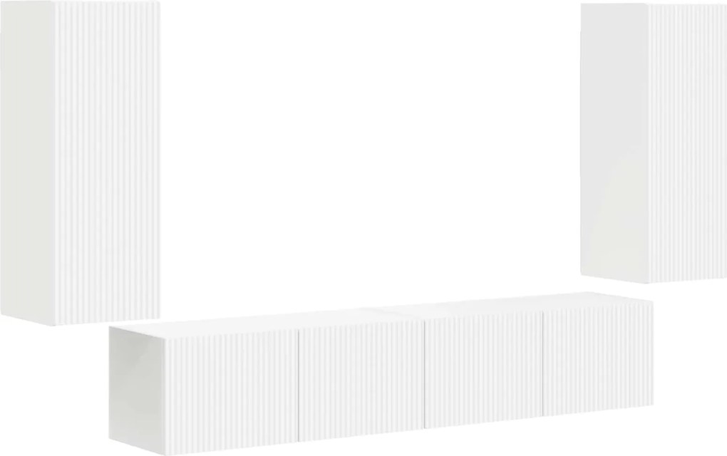vidaXL Set Dulap pentru Televizor Montat pe Perete Pe perete 4 pcs Alb
