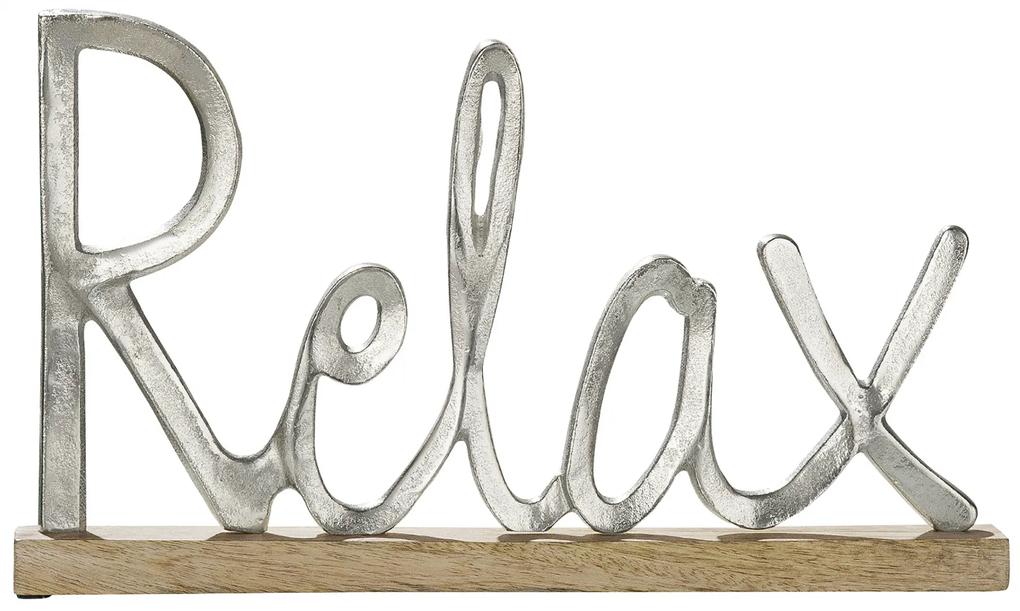 Decoratiune Relax, aluminiu lemn, argintiu maro, 43x25x5 cm