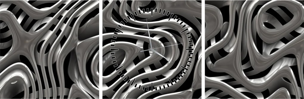Tablou - Abstractizare metalică (cu ceas) (90x30 cm)