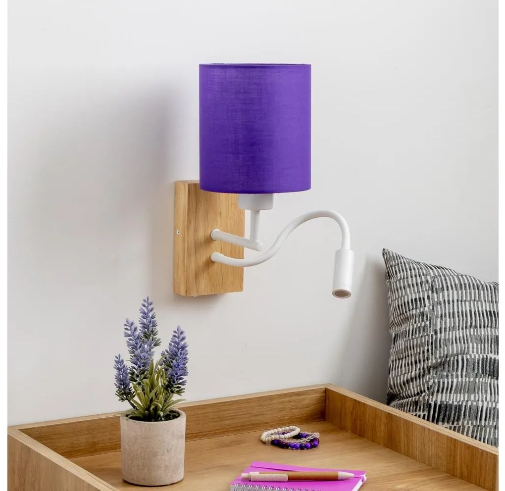 Lampă LED de perete Brilagi NUBILA WOOD 1xE27/25W/230V + LED/3W stejar/mov