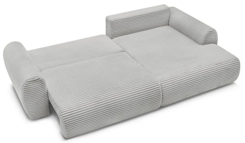 Colțar gri deschis extensibil cu tapițerie din catifea reiată (cu colț pe partea dreaptă) Lucien – Bobochic Paris