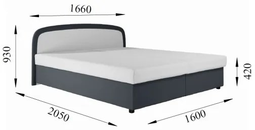 Pat tapițat MALIA 160x200, gri, cu saltea cu arcuri și spațiu de depozitare