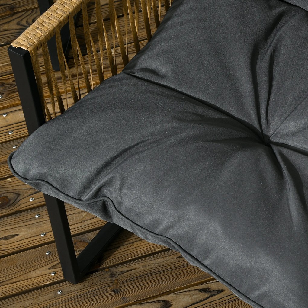 Outsunny Set mobilier grădină 4 piese canapea 2 locuri 2 fotolii și 1 măsuță blat din sticlă securizată 3 perne - gri | Aosom Romania