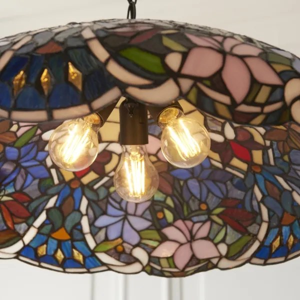 Endon 112193 - Candelabru suspendat pe lanț Tiffany SULLIVAN 3xE27/60W/230V ø 57 cm