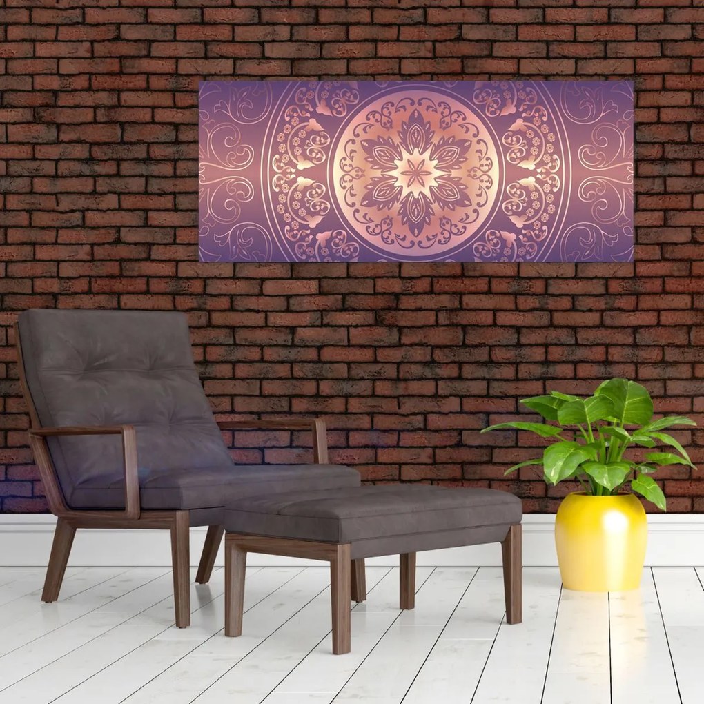 Tablou - Mandala pe gradient violet (120x50 cm)