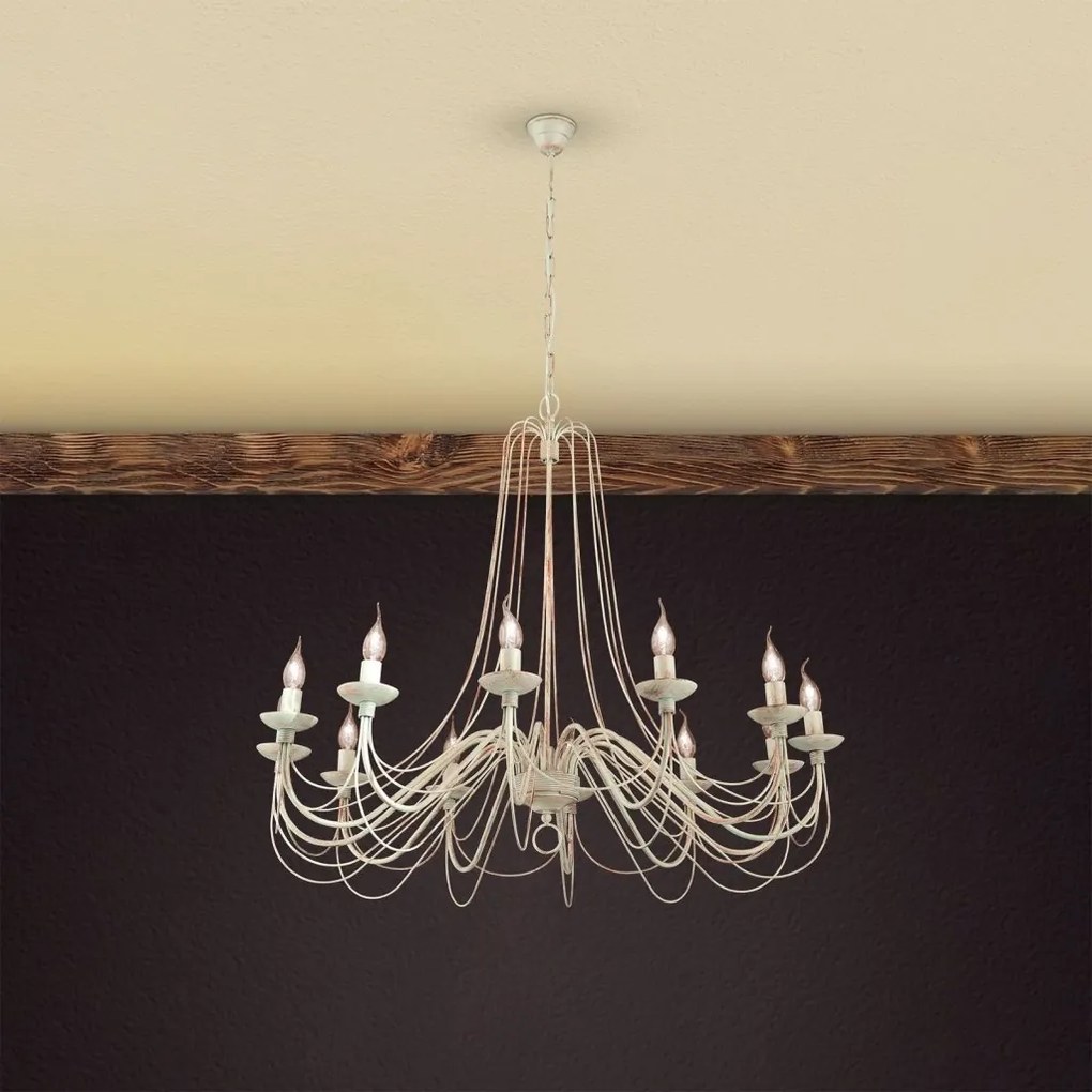 Candelabru design rustic cu 12 brate Vela, ivory