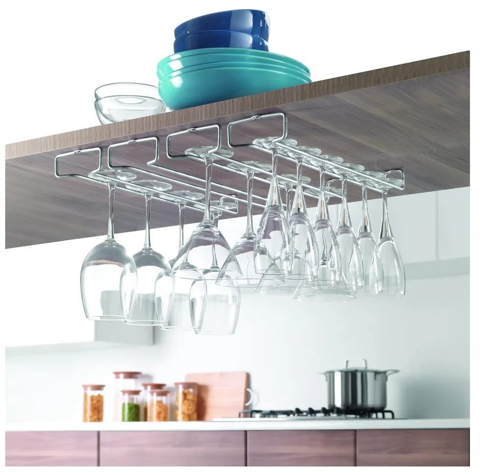 Set 2 suporturi de perete pentru pahare de vin Rail - Metaltex