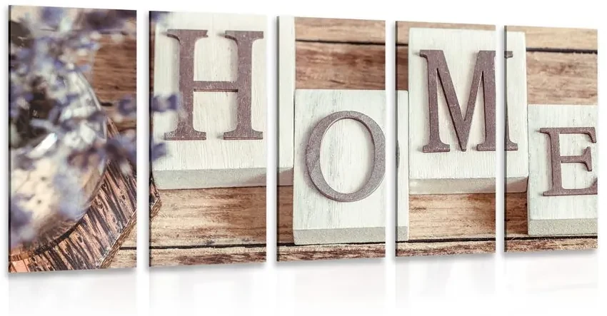 Tablou 5-piese litere HOME