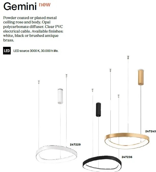 Lustra LED suspendata design circular GEMINI SP D081 BIANCO