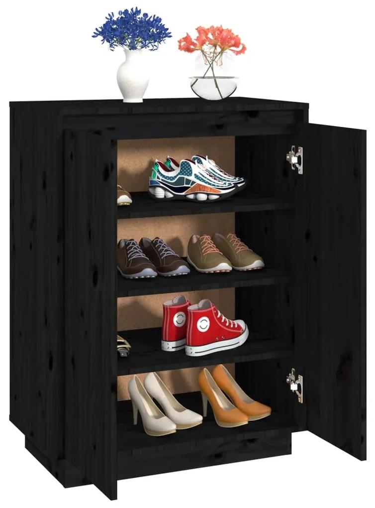 Pantofar, negru, 60x35x80 cm, lemn masiv de pin 1, Negru, Negru, 1