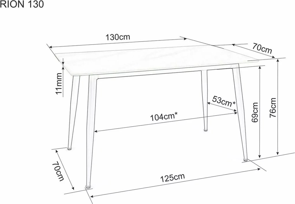 Masa de dining RION 130x70 cm cu blat ceramic, marmura neagra