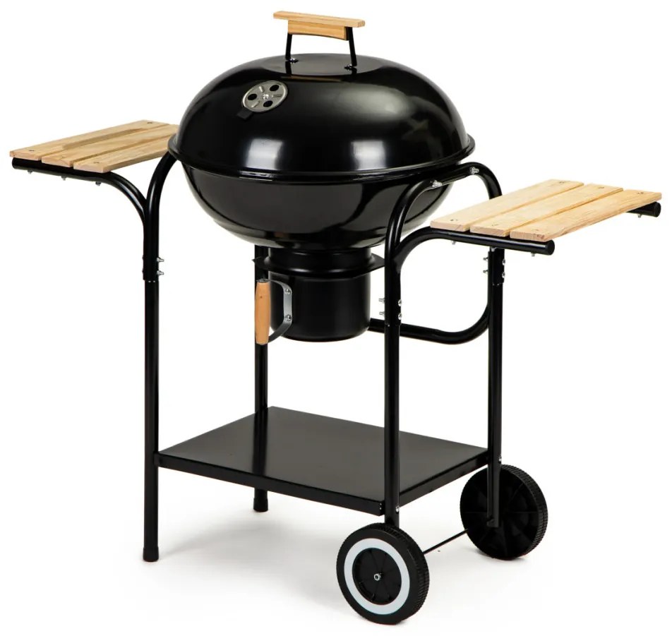 Gömb alakú görgős faszenes grill hamutartóval