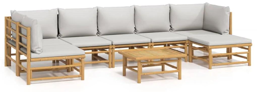 3155110 vidaXL Set mobilier de grădină cu perne gri deschis, 8 piese, bambus
