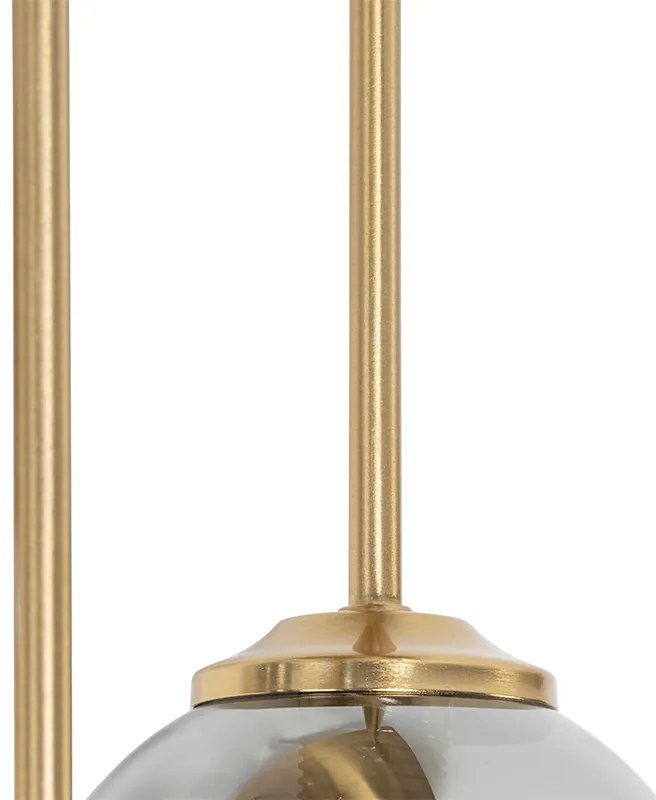 Plafoniera moderna aurie cu 5 lumini cu sticla fumurie - Atena