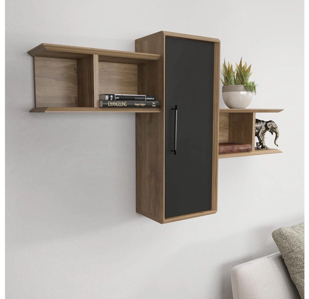 Sistem cu rafturi Olidella (Nuc + negru). Promo -18%. 1106732